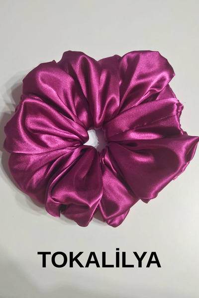 TOKALİLYA Kadın Lastikli saten Oversize Xxl [çapı 20cm] Scrunchie Simit Toka