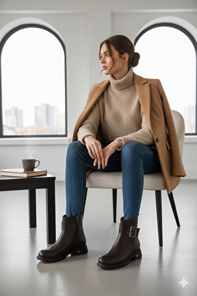 Deniz Terlik Cizme de zi cu zi confortabile pentru femei, cu cataramă, cu fer...