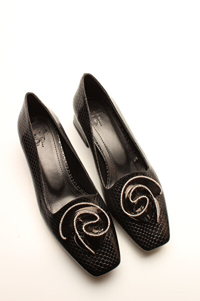 İDİL SİYAH PETEK RUGAN TOKALI KADIN TOPUKLU