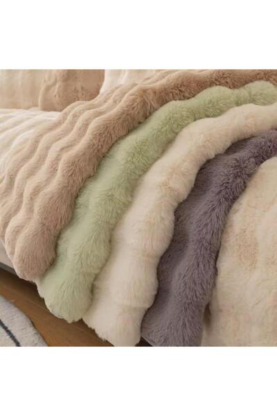 DECORA CASA HOME COLLECTİON Tavşan Peluş Bubble Desen Koltuk Örtüsü /Kanepe Örtüsü ( 1 Adet ) Lacivert 80 X 200 Cm (PUDRA)