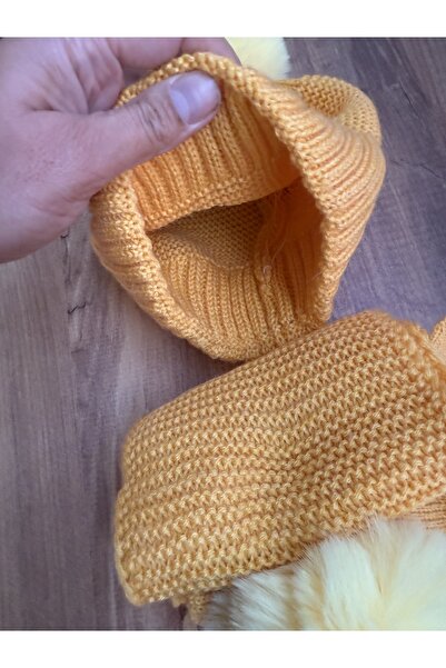 Blotch Boy's Yellow Colorful Astronaut Detail Pompom 3-Piece Set Scarf Beanie Gloves Set