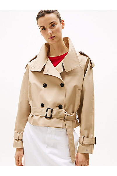 Tommy Hilfiger kadın cotton crop trençkot