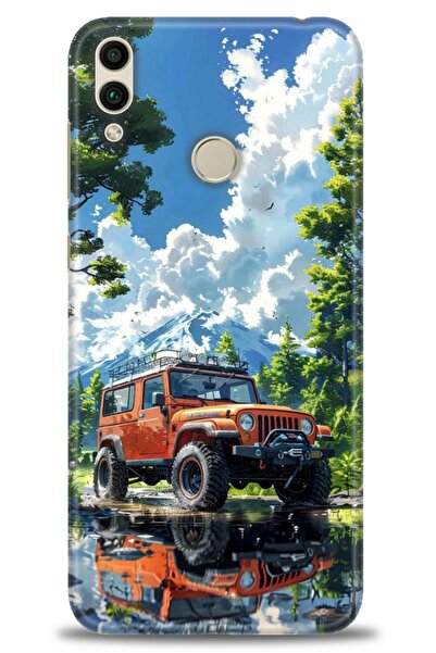 Rulet Aksesuar غطاء متوافق مع هاتف هواوي هونر 8C HD مطبوع - غطاء سيليكون مصمم...