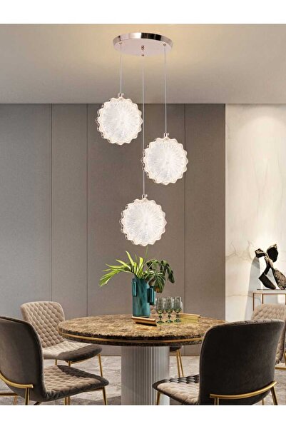 best power ثريا LED حديثة، 3 مصابيح (موديل 6169-3) - ارتفاع قابل للتعديل 100 سم، قوة 15 واط