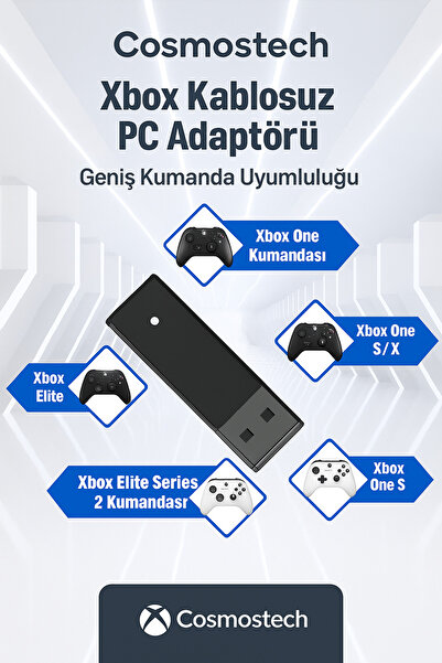 cosmostech Xbox Kablosuz PC Uyumlu Oyun Adaptörü | Win 7/8/8.1/10/11 | Xbox One X/S, Series X/S, Elite Series