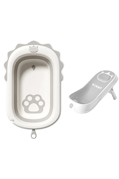 LITTLE ANGEL - حوض استحمام قابل للطي للأطفال مع مقعد داعم - رمادي