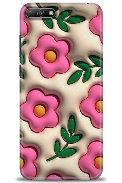 Rulet Aksesuar حافظة متوافقة مع هاتف هواوي Y6 2018 HD مطبوع + واقي شاشة سيرام...