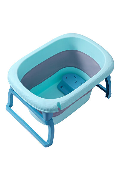 LITTLE ANGEL - حوض استحمام قابل للطي للأطفال مع دعم للمقعد - أزرق سماوي