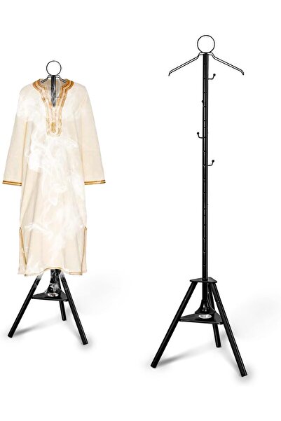 Generic حامل بخور للملابس مع مبخرة مدمجة للمعاطف والأردية (أسود)