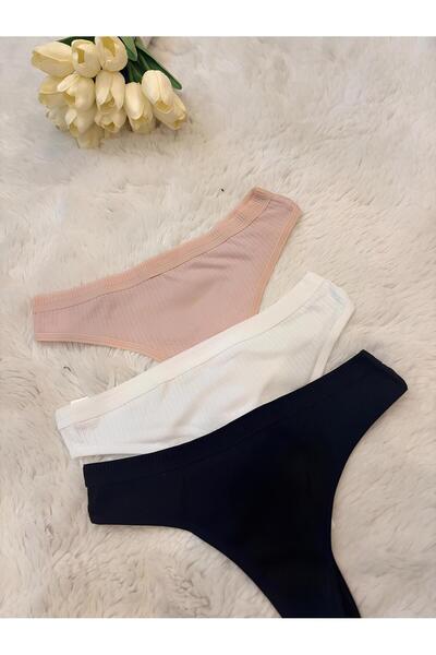SİENNA SECRET String Tanga Pamuklu 3 lü Set Renkli