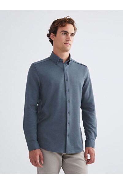 LC Waikiki Ανδρικό μακρυμάνικο πουκάμισο SOUTHBLUE Slim Fit