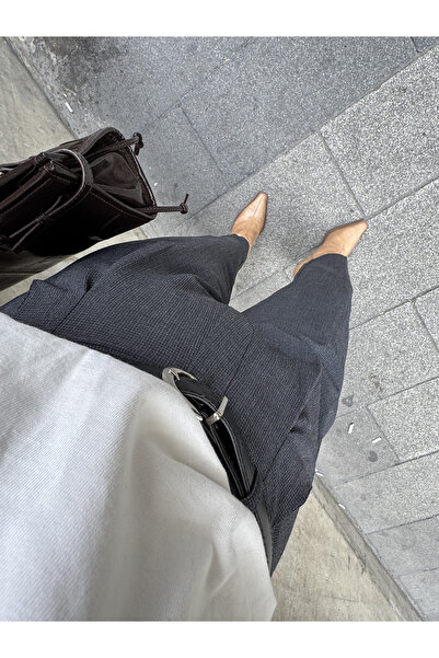 Bak'ap Premium Ekoseli Pileli Havuç Kesim Kumaş Pantolon