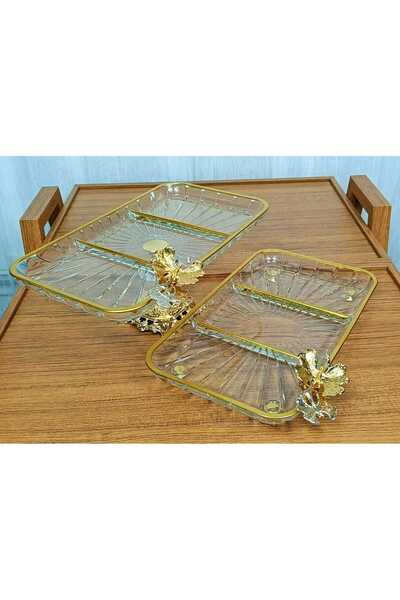 nevrin home collection 2 li Paşabahçe Kristal Metal Ayaklı Gold Yaldızlı Dikd...