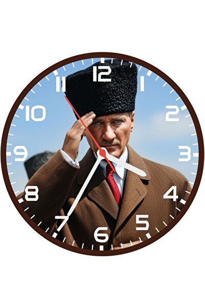 AKTASARIM Atatürk ve Türk bayrağı ahşap duvar saati
