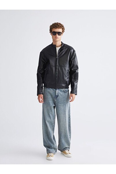 LC Waikiki XSIDE Rahat Kalıp Biker Yaka Erkek Deri Görünümlü Ceket