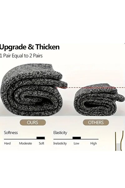 Generic S & A Men's 5-Pack Winter Socks — Wool-Cotton Blend, Heavy Mid-Length, Thick Warm Formal Socks (Mu