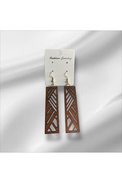 bitangosu Geometric Carved Wooden Earrings – a Modern Take on Natural Elegance