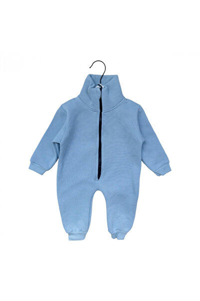 Miniworld Salopeta baieti cu guler din bumbac gros, varsta 12 luni, 80 cm, Albastru