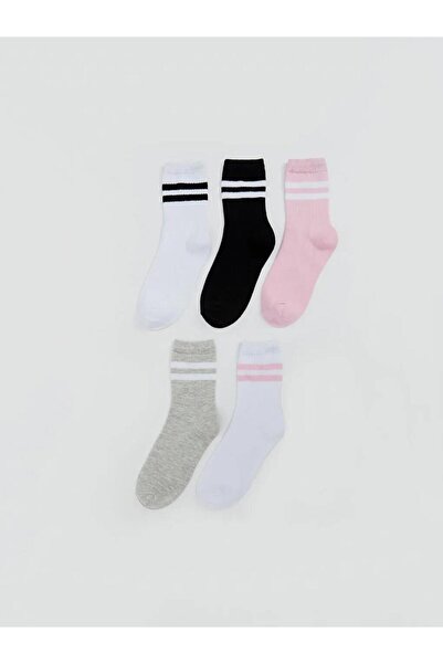 LC Waikiki LCW Детски раирани чорапи до глезена за момичета, чифт от 5 (W5)