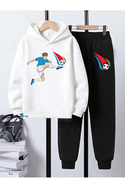 CACTUS COLLECTION Hanorac cu glugă Set de îmbrăcăminte pentru copii, din bumbac cu 3 fire, FOTBAL