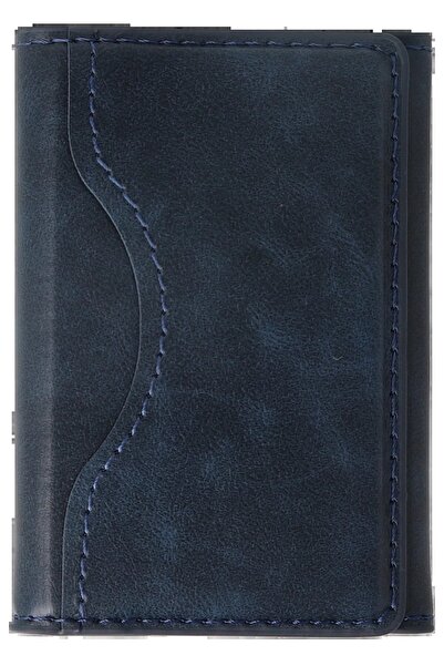 CepteToptan Myt09 Tema Magsafe Leather Card Holder - Navy Blue