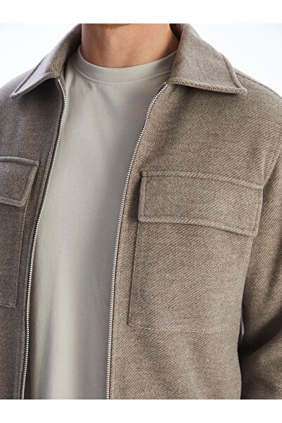 LC Waikiki LCW Vision Standart Kalıp Gömlek Yaka Erkek Kaşe Mont