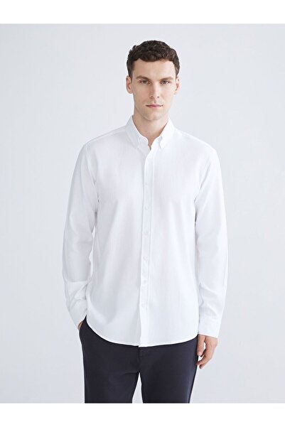 LC Waikiki Southblue Regular Fit Long Sleeve Dobby Men's Shirt