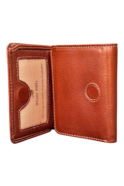 S.S SÜZER DERİ Three-Fold Model Magnetic Genuine Leather Men's Wallet - Tan
