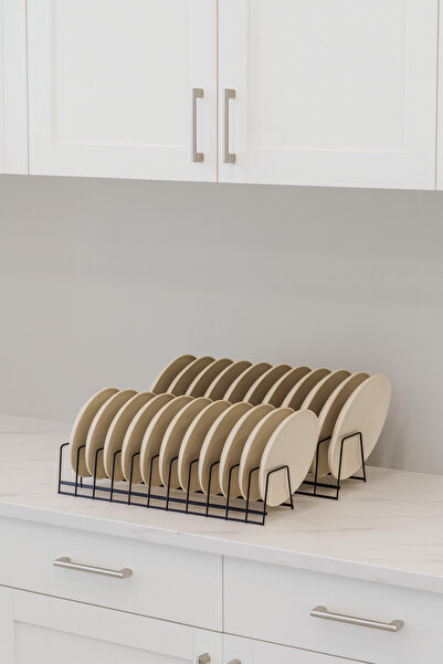 Alper Banyo Yeni Model Siyah Tezgah Üstü Tabaklık | Tencere Kapak Düzenleyicisi | 10 Bölmeli ( 2 Adet )