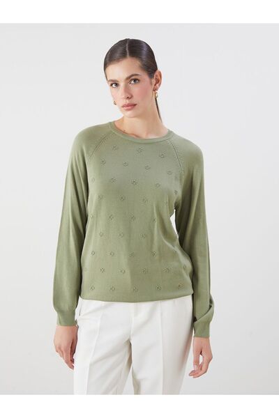 LC Waikiki Crew Neck Floral Women's Knitwear Sweater
