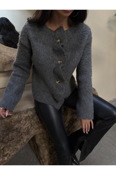 kenza'a Ασύμμετρη κοπή με λεπτομέρεια πλεκτή ζακέτα με κορδόνια