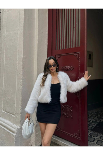 TİLLE Women's Short Lined Crop Length Lolita Faux