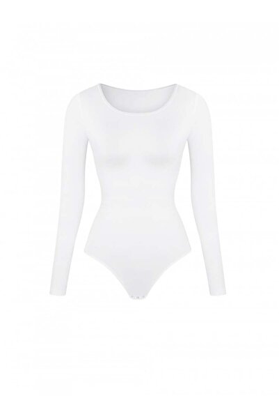 VEYA Long sleeve bodysuit for abdomen, back and arms, used with clothes such as jeans, coats, etc., white