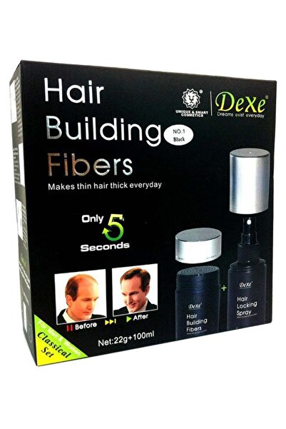 Dexe Hair Building Fibers With Locking Spray No.1 Black