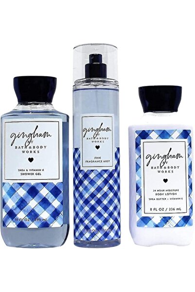 Bath and Body Works مجموعة هدايا جينغهام اليومية الثلاثية - جل استحمام، وبخاخ...