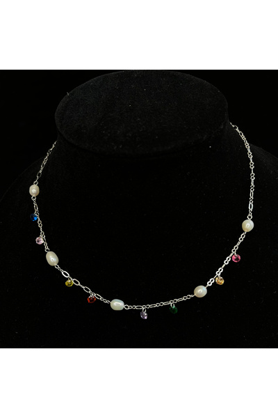ElectraStore Rainbow Pearl and Crystal Necklace - 209-1
