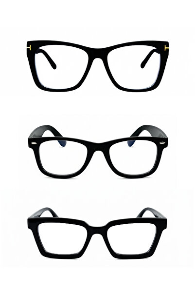 GlimmerGroove Kadın Erkek Unisex Mavi Işık Korumalı Uv 400 Siyah 3'lü Avantajlı Set