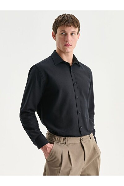 LC Waikiki Ανδρικό μακρυμάνικο πουκάμισο Dobby με κανονική εφαρμογή LCW Vision