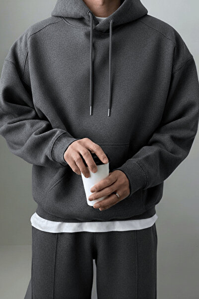 GENIUS STORE Men's Tracksuit Set with Raised Stitching 3 Thread Fleece Inside Casual Tracksuit Set 3Thread-Set