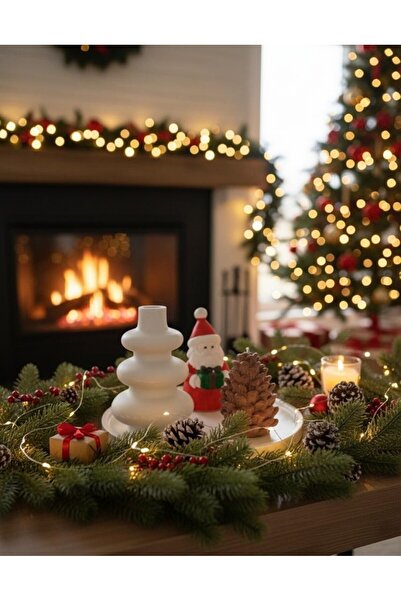 Ferdali Yılbaşı Dekorasyonu, Noel Dekoru, Kozalak Mum, Modern Vazo, Noel Baba...