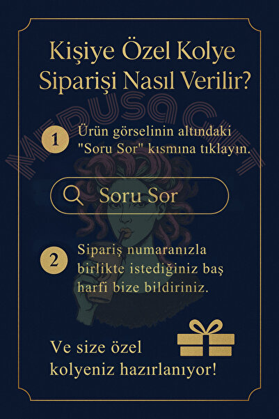 Medusa Gift 925 Ayar Gümüş Zincirli 14 Ayar Altın Kaplama Baş Harf Kolye Gold