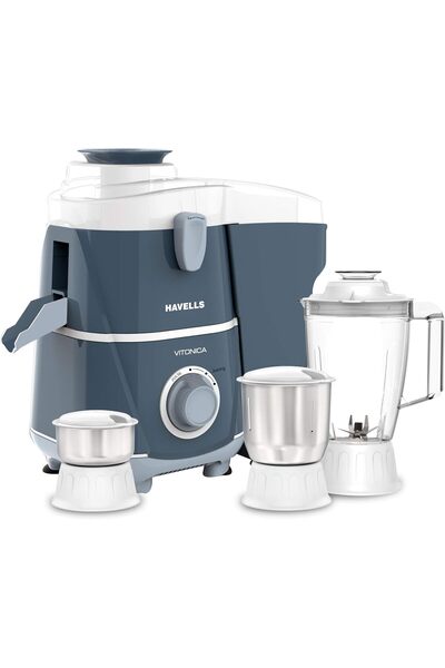 HAVELLS خلاط ومطحنة عصير فيتونيكا ٥٠٠ واط مع ٣ برطمانات من الفولاذ المقاوم للصدأ (أبيض وأزرق)