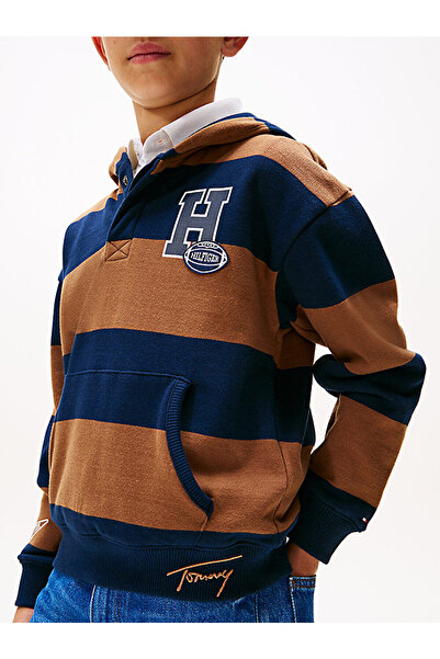 Tommy Hilfiger Boy's Varsity Stripe Button Hoodie