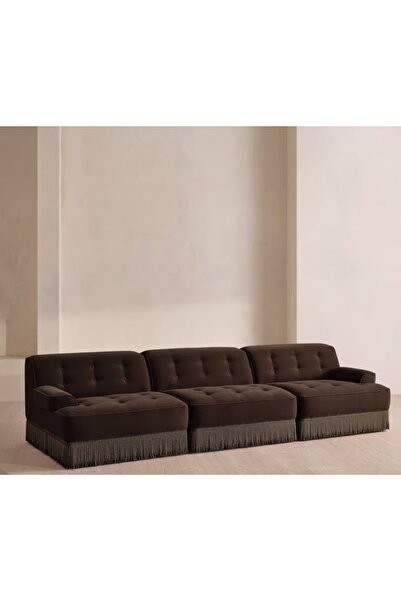 sofalab Elena Püsküllü Modüler Kadife Koltuk