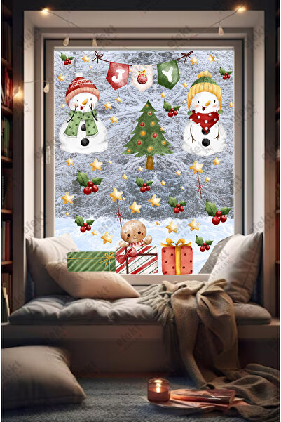 efekt reklam Christmas Snowman and Gifts New Year Ornament Sticker Set