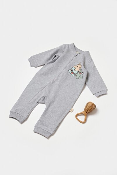JollyMag Salopeta cu fermoar, Two thread, BabyCosy, 100% bumbac , Gri (Marime...