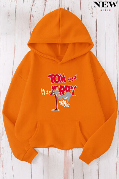 New Shine سويت شيرت بقلنسوة مطبوع عليه توم وجيري