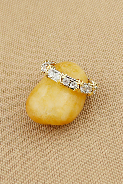 Keyifli Hayaller خاتم فولاذي - خاتم ذهبي أنيق قابل للتعديل موديل X مع حجر الز...