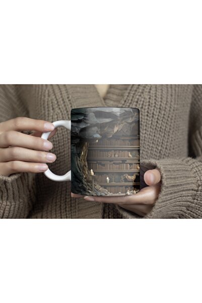 Beramussa كوب مكتبة ثلاثي الأبعاد - تصميم كتاب عميق - بدون نقش