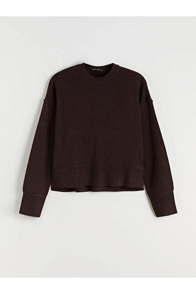 LC Waikiki Lcw Modest Brown Crew Neck Women's Knitwear Sweater